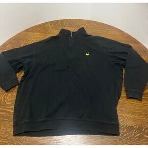 Masters Collection Mens XXL Black 100% Pima Cotton 1/4 Zip Pullover Golf Logo